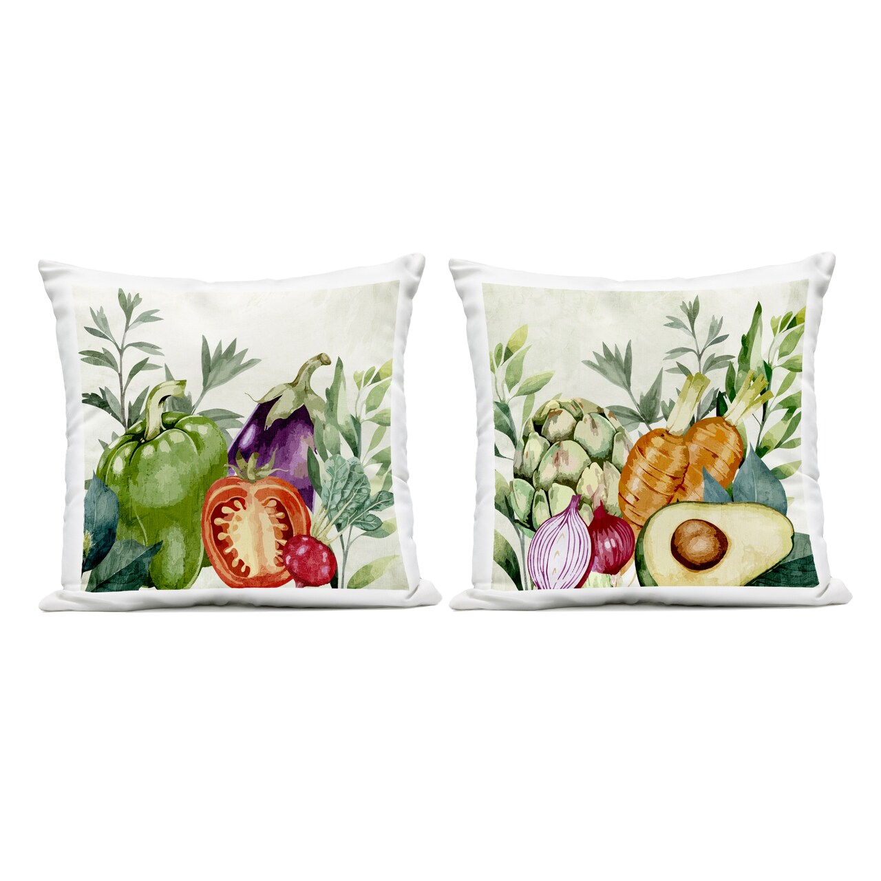 Stupell Industries Organic Kitchen Garden Vegetables 2pc Outdoor Printed Pillow Set design by Kim Allen, 18 x 7 x 18